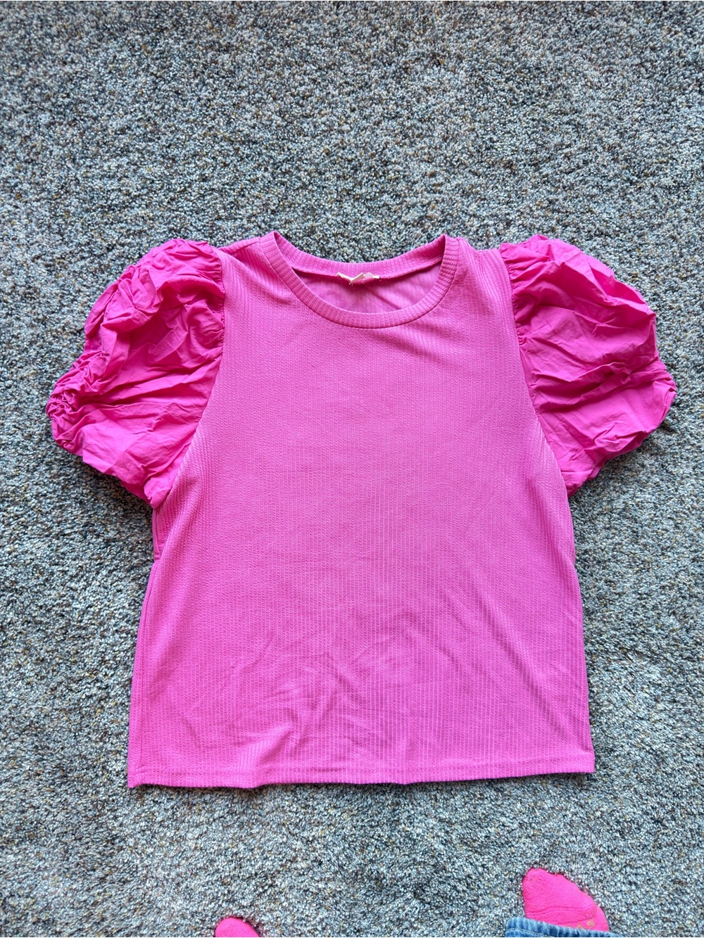 entro Bright Pink Puff Sleeve Short Sleeve Tee